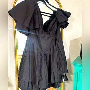 Asos Luxe Black Ruffle Mini Dress